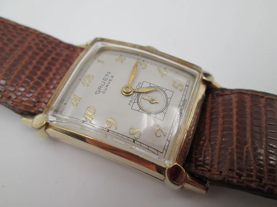 Gruen Curvex Precision art deco. 10k gold filled. Manual wind. Small seconds hand. 1940's