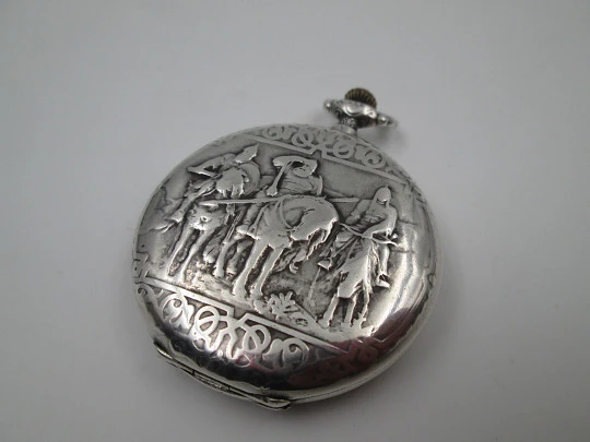 H. Moser & Cie hunter case pocket watch. Sterling silver. Stem-wind. Swiss. 1880's