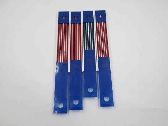 HB 2mm pencil leads red and blue four boxes set (12 pcs). Bitone plastic. 2010's