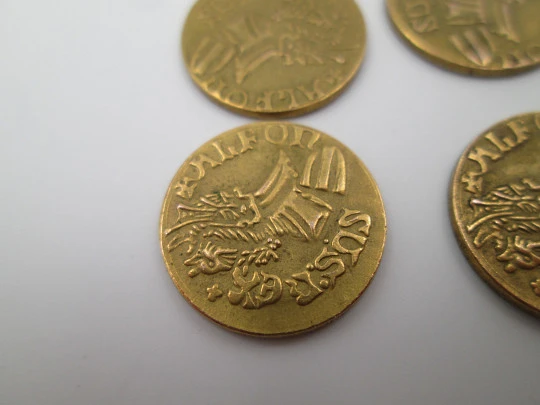 Historical arras Alfonso the Magnanimous / Aragon crown. 13 gold metal coins. 1980's