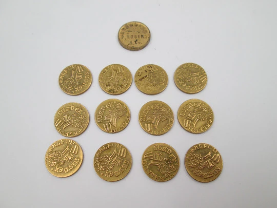 Historical arras Alfonso the Magnanimous / Aragon crown. 13 gold metal coins. 1980's