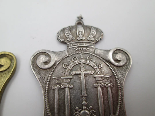 Holy Christ of Miracles Brotherhood (Bonillo) medals. Bronze and silver plated metal. 1900