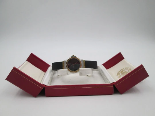 Hublot MDM Classic women's quartz watch. Steel and yellow gold. Rubber strap. Box. 1990's