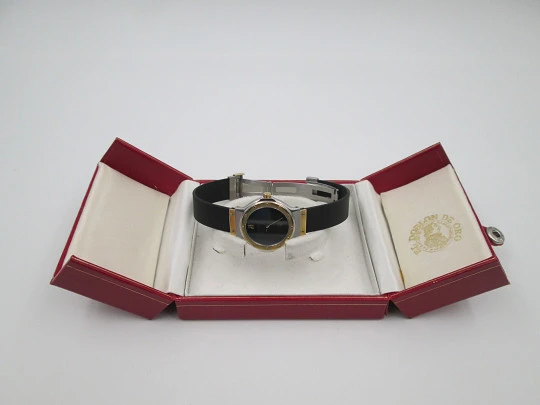 Hublot MDM Classic women's quartz watch. Steel and yellow gold. Rubber strap. Box. 1990's