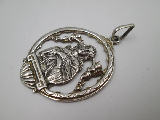 Immaculate Conception and cherubs openwork medal. Sterling silver. Spain. 1970's