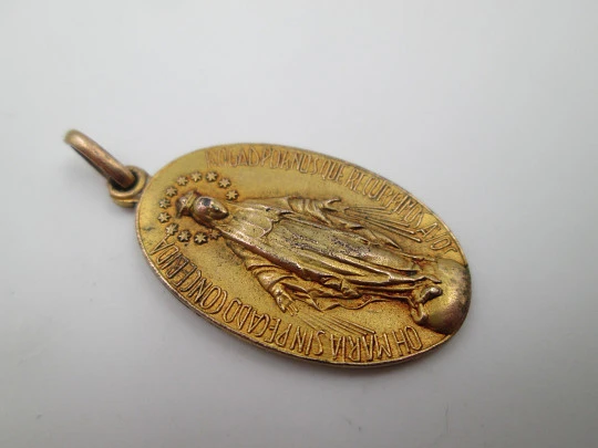 Immaculate Conception medal. Vermeil sterling silver. Handle and ring. Spain. 1940's