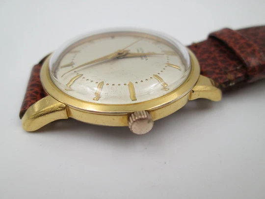 Juvenia wristwatch. 20 microns gold plated and stainless steel. Manual wind. 1950's. Swiss