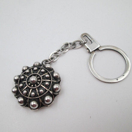 Charro Button 2024 Keychain in Silver