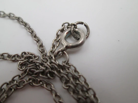 Lady of Mount Carmel & Sacred heart of Jesus scapular with links chain. Sterling silver. 1950's