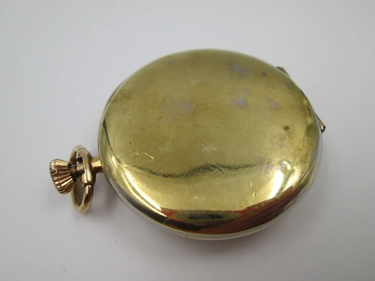 Legisa open-face pocket watch. Gold plated metal. Stem-wind. Seconds hand. 1930's