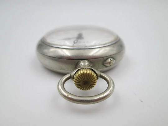 Lewa roskopf system pocket watch. Silver plated metal. Stem-wind / pin-set. 1900's