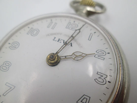 Lewa roskopf system pocket watch. Silver plated metal. Stem-wind / pin-set. 1900's