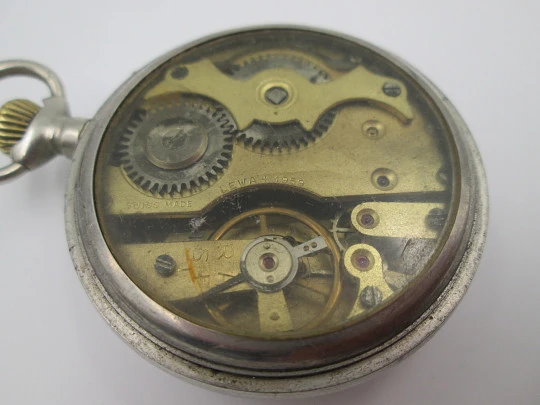 Lewa roskopf system pocket watch. Silver plated metal. Stem-wind / pin-set. 1900's