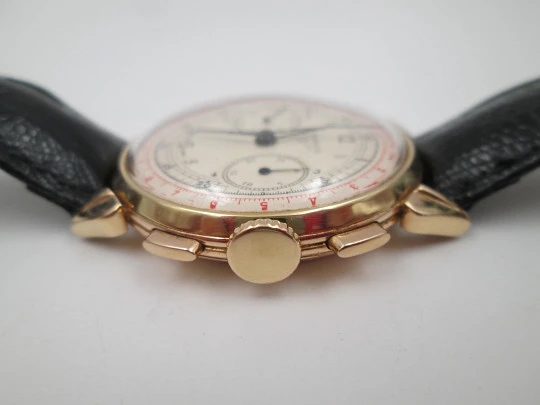 Longines 13ZN Flyback chronograph. 18 karat pink gold. Manual winding. 1947. Swiss