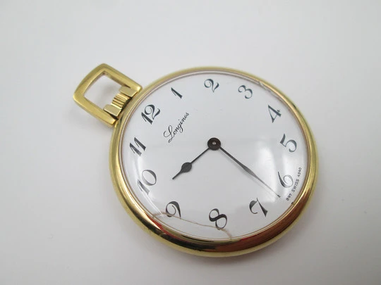 Longines pendant watch. Gold plated metal. Manual wind. White dial. 1950's. Swiss