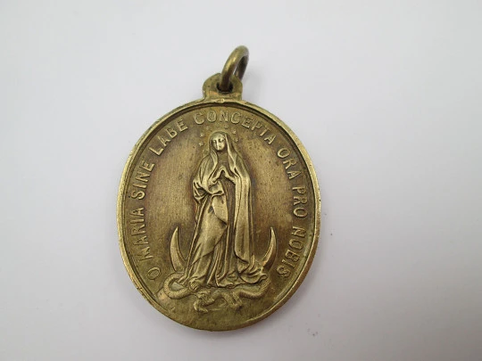 Medalla de bronce San Luis Gonzaga e Inmaculada Concepción. Siglo XIX