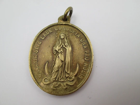 Medalla de bronce San Luis Gonzaga e Inmaculada Concepción. Siglo XIX