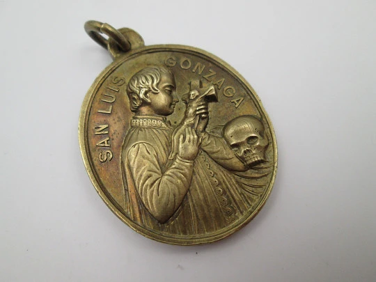 Medalla de bronce San Luis Gonzaga e Inmaculada Concepción. Siglo XIX