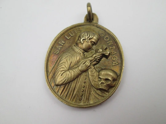 Medalla de bronce San Luis Gonzaga e Inmaculada Concepción. Siglo XIX