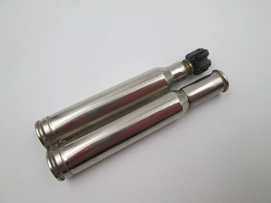 Military pocket petrol wick bullet lighter. Chromed plated. Trench art. Europe. 1960's