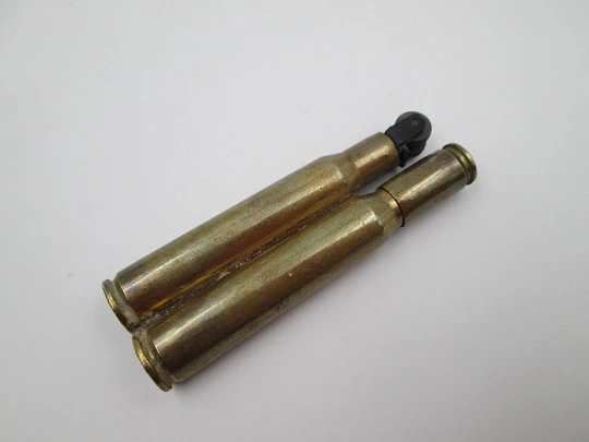 Military pocket petrol wick bullet lighter. Gold plated metal. Trench art. Europe. 1950's