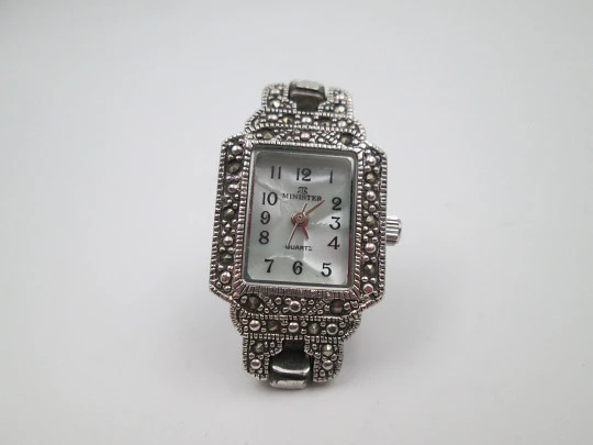 Minister women's watch. Sterling silver, Mother-of-pearl & marquesitas. Quartz