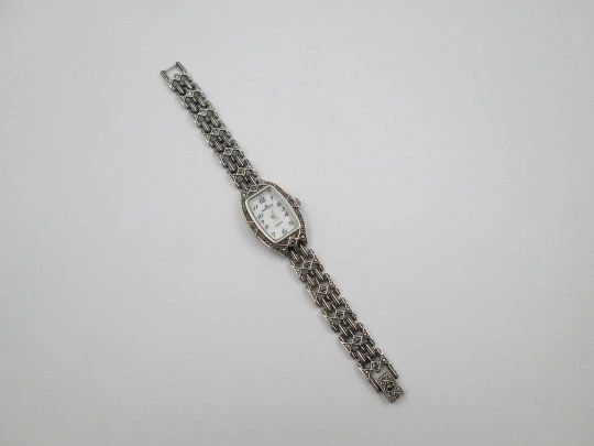 Minister women's watch. Sterling silver, Nacre and marquesitas. Geometric motifs. Quartz