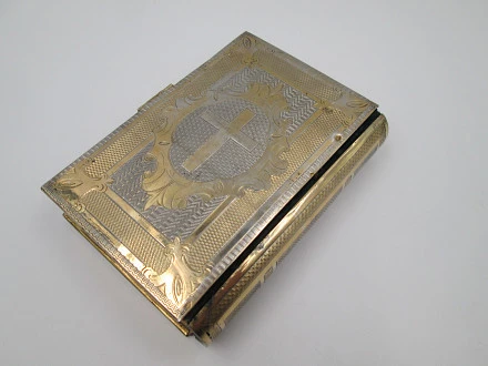 French antique missal from 1864 Tours Heures Choisies missel gold hot end pages rare missel