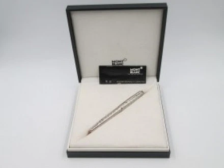 Montblanc 144 Meisterstuck Platinum Plated Facet Box 18k Nib El Coleccionista Eclectico