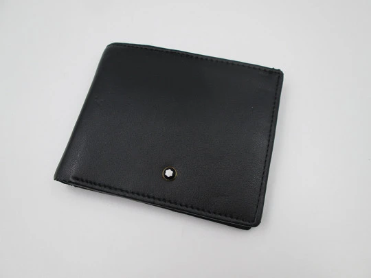 Montblanc gentelman's black leather card holder wallet. White star. Germany. 2000's