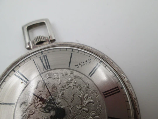 Numa. 925 sterling silver. Manual wind. Ornate dial and back. Sweep seconds hand. 1960's