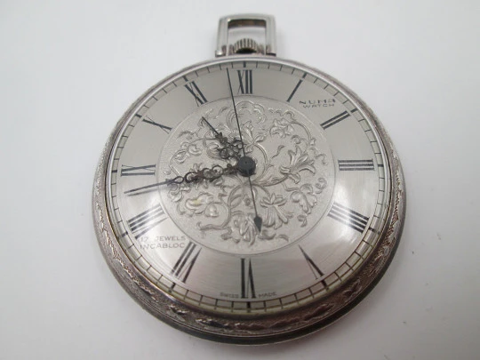 Numa. 925 sterling silver. Manual wind. Ornate dial and back. Sweep seconds hand. 1960's