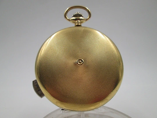 Old Style chiming pocket watch. Gold plated metal. Manual wind. Skeleton dial. 1960's