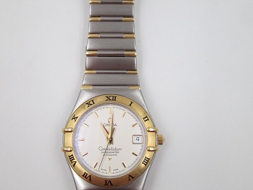 omega constellation mens wristwatch steel 18k gold automatic