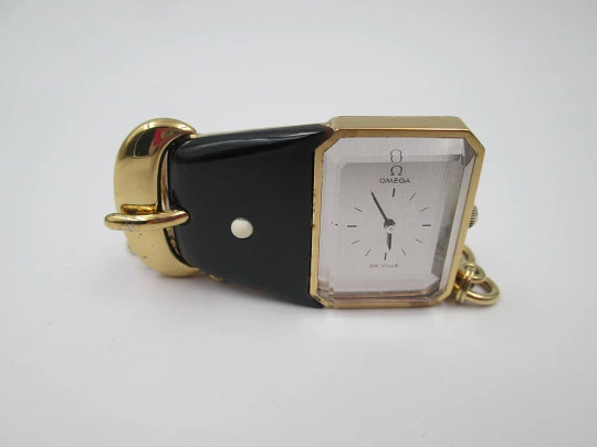 Omega De Ville women's pendant watch. Vermeil sterling silver & enamel. Chain