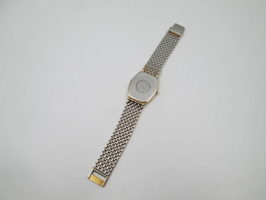 Omega De Ville. 20 microns gold plated and steel. Quartz. Bracelet. Swiss. 1980's