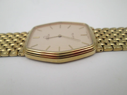 Omega De Ville. 20 microns gold plated and steel. Quartz. Bracelet. Swiss. 1980's