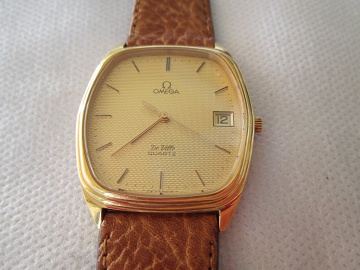 omega de ville steel and gold plated quartz date 1970s