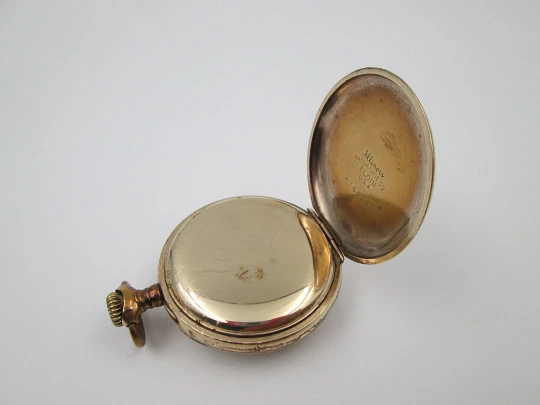 Omega lepine. Metal chapado oro. Cuerda remontoir. Esfera porcelana. Suiza. 1900