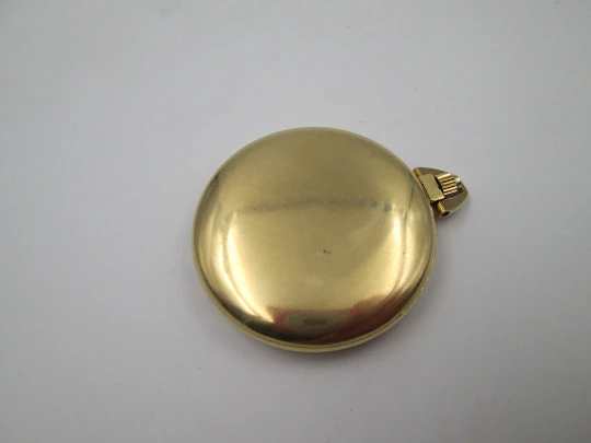 Omega pocket watch. Gold plated metal. Manual wind. Golden dial. 1970's. Swiss