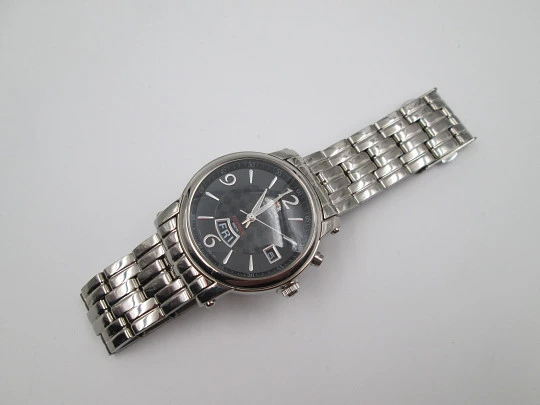 Orient Titanium. Automatic. Calendar. Textured chess dial. Bracelet. Box. 1990's