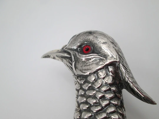 Pair of ornamental pheasants. 925 thousandths sterling silver. Spain. 1970's