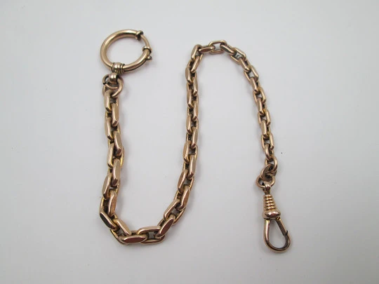 Pocket watch decreasing links chain. Gold plated. Europe. Spring ring clasp. 1930's