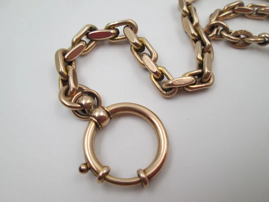 Pocket watch decreasing links chain. Gold plated. Europe. Spring ring clasp. 1930's