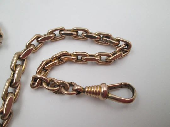 Pocket watch decreasing links chain. Gold plated. Europe. Spring ring clasp. 1930's