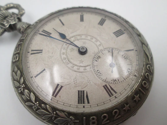 Prima open-faced pocket chronometer. Nickel plated metal. Independence of Brazil. 1922