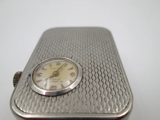 R. Jaquet Genève pendant watch with music box. Silver plated metal. Manual wind. 1940's