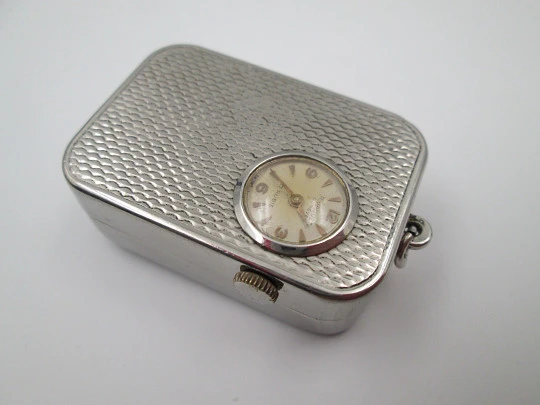 R. Jaquet Genève pendant watch with music box. Silver plated metal. Manual wind. 1940's