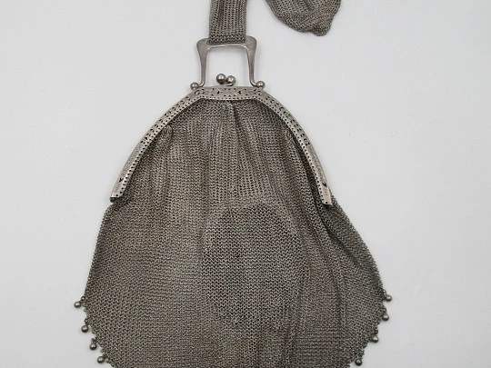 Collectible 800 German silver mesh handbag and coin purse owned by M.  Oloffson, elegant, stylish, gift for her