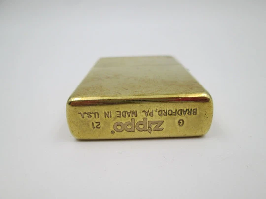 Rare Zippo petrol pocket lighter. High polished solid brass. Model 254. United States. 2021